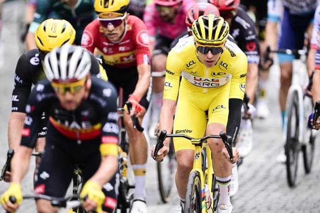 Slovenian Tadej Pogacar of UAE Team Emirates pictured in action during stage 21 of the 2025 Tour de France cycling race, from Mantes-la-Ville to Paris (120km), on Sunday 27 July 2025 in France. The 112th edition of the Tour de France starts on Saturday 5 July in Lille, France, and will finish in Paris, France on the 27th of July. DIRKxWAEM  x130126054x