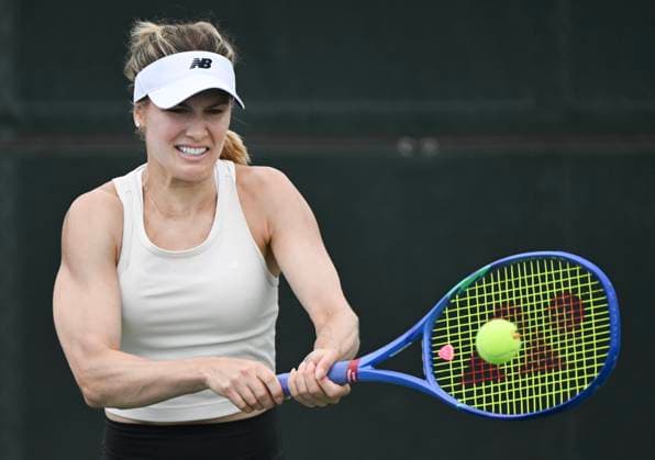 July 27, 2025, Montreal, Pq, Canada: Eugenie Bouchard, of Canada, plays a shot during a practice session at the National Bank Open tennis tournament in Montreal, Sunday, July 27, 2025. Eugenie Bouchard,  - ZUMAc35_ 20250727_zaf_c35_007 Copyright: xGrahamxHughesx