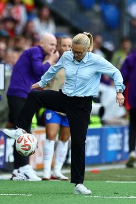 Sarina Wiegman head coach of England Women controls the ball England Women v Spain Women, UEFA European Women s Championship, Final, Football, St. Jakob Park, Basel, Switzerland - 27 Jul 2025Basel St. Jakob Park Switzerland EDITORIAL USE ONLY No use with unauthorised audio, video, data, fixture lists, club league logos or live services. Online in-match use limited to 120 images, no video emulation. No use in betting, games or single club league player publications. Copyright: xMichaelxZemanek Shutterstockx 15414541cv