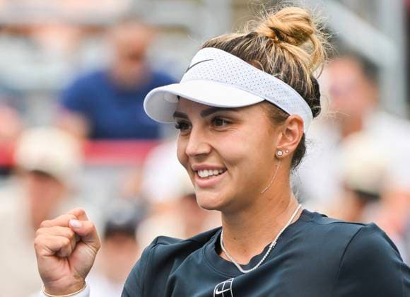 July 27, 2025, Montreal, Pq, Canada: Jaqueline Cristian, of Romania, reacts following her win over Marina Stakusic, of Canada, in their first round match at the National Bank Open tennis tournament in Montreal, Sunday, July 27, 2025. Marina Stakusic, Jaqueline Cristian,  - ZUMAc35_ 20250727_zaf_c35_010 Copyright: xGrahamxHughesx
