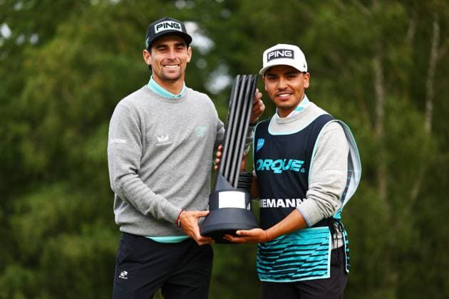 Joaquin Niemann of Chile celebrates winning the tournament. LIV Golf UK, Day Three, Golf, JCB Golf & Country Club, Uttoxeter, UK - 27 Jul 2025Uttoxeter JCB Golf & Country Club United Kingdom EDITORIAL USE ONLY No use with unauthorised audio, video, data, fixture lists, club league logos or live services. Online in-match use limited to 120 images, no video emulation. No use in betting, games or single club league player publications. Copyright: xJamesxMarsh Shutterstockx 15410873bw