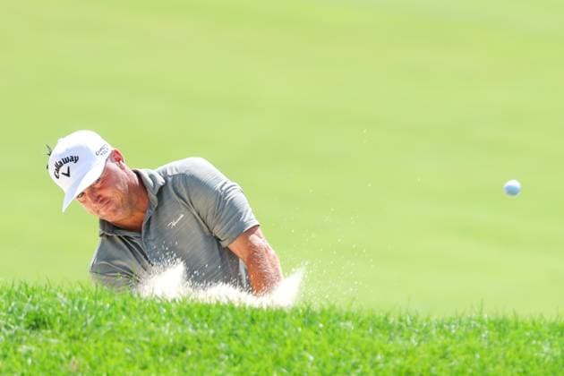 July 27th, 2025: Alex Noren of Sweden hits his shot from the bunker on the first hole during the final round of the 3M Open 2025 at TPC Twin Cities on July 27th, 2025 in Blaine, Minnesota. -CSM Blaine USA - ZUMAc04_ 20250727_zma_c04_072 Copyright: xStevenxGarciax