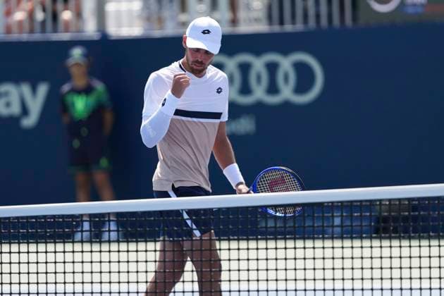 July 27, 2025, Toronto, Ontario, Canada: Benjamin Bonzi of France celebrates a point against Adam Walton of Australia during the Men s Singles first round match on day 2 of the ATP, Tennis Herren Masters 1000 National Bank Open at Sobeys Stadium. on July 27, 2025 in Toronto, Canada. Toronto Canada - ZUMAe321 20250727_zsa_e321_036 Copyright: xLeonardoxRamirezx
