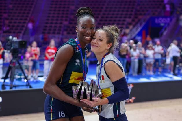 LODZ 27.07.2025 SIATKOWKA KOBIET LIGA NARODOW 2025 - MECZ FINAL: WLOCHY - BRAZYLIA --- WOMENS VOLLEYBALL NATIONS LEAGUE 2025 FINALS - FINAL MATCH IN LODZ: ITALY - BRAZIL PAOLA EGONU MONICA DE GENNARO FOT. ANNA KLEPACZKO FOTOPYK NEWSPIX.PL --- newspix.pl 
