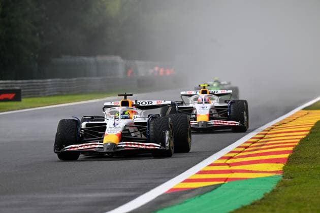 Formula 1 GP Spa Belgium Sunday, 27 07 2025 Isack Hadjar, 6, Visa Cash App RB Formula One Team and Liam Lawson 30, Visa Cash App RB Formula One Team Formula 1 GP Spa Belgium Sunday, 27 07 2025 Copyright: xBEAUTIFULxSPORTS Erlhofx