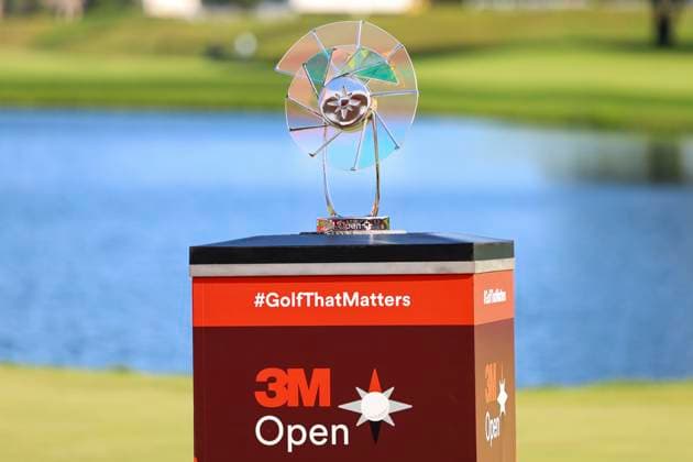 July 27, 2025, Blaine, Minnesota, United States: The championship trophy stands ready for the trophy ceremony on the fourth and final day of competition at the 2025 PGA, Golf Herren 3M Open at TPC Twin Cities. Blaine United States - ZUMAt166 20250727_zsp_t166_061 Copyright: xMichaelxTurnerx