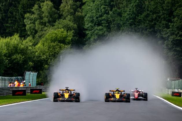 STAVELOT, BELGIUM: Oscar Piastri, racing for the McLaren F1 team during the 2025 Formula 1 Belgian Grand Prix at the Circuit de Spa-Francorchamps in Stavelot, Belgium