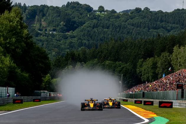 STAVELOT, BELGIUM: Oscar Piastri, racing for the McLaren F1 team during the 2025 Formula 1 Belgian Grand Prix at the Circuit de Spa-Francorchamps in Stavelot, Belgium
