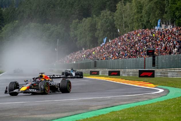 STAVELOT, BELGIUM: Max Verstappen, racing for the Red Bull Racing team during the 2025 Formula 1 Belgian Grand Prix at the Circuit de Spa-Francorchamps in Stavelot, Belgium