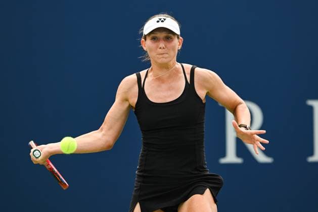 MONTREAL, QC - JULY 27: Varvara Gracheva (FRA) returns the ball during a first round match at WTA, Tennis Damen National Bank Open on July 27, 2025 at IGA Stadium in Montreal, QC (Photo by David Kirouac Icon Sportswire) TENNIS: JUL 27 National Bank Open EDITORIAL USE ONLY Icon250727054