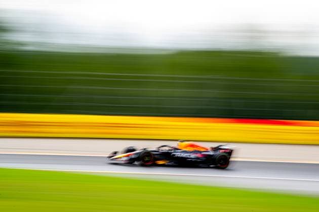 STAVELOT, BELGIUM: Max Verstappen, racing for the Red Bull Racing team during the 2025 Formula 1 Belgian Grand Prix at the Circuit de Spa-Francorchamps in Stavelot, Belgium