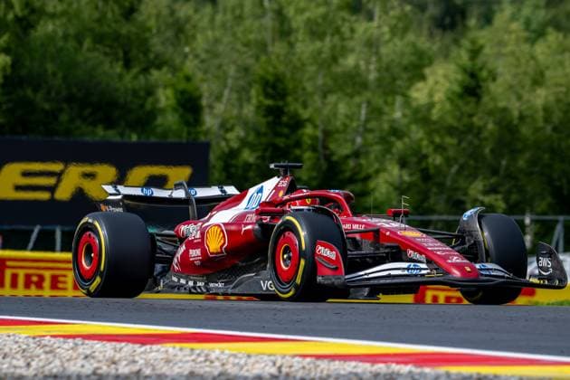 STAVELOT, BELGIUM: Charles Leclerc, racing for the Ferrari team during the 2025 Formula 1 Belgian Grand Prix at the Circuit de Spa-Francorchamps in Stavelot, Belgium