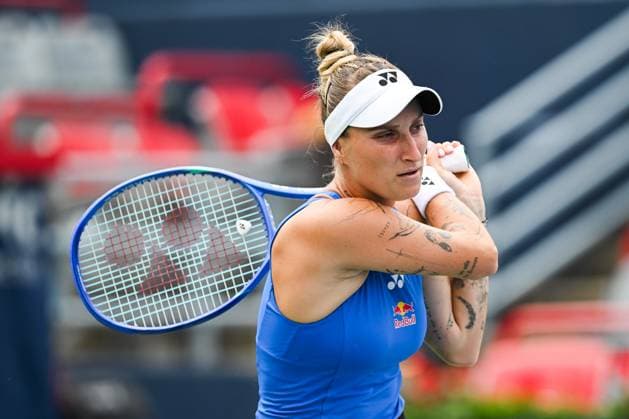 MONTREAL, QC - JULY 27: Look on Marketa Vondrousova (CZE) during a first round match at WTA, Tennis Damen National Bank Open on July 27, 2025 at IGA Stadium in Montreal, QC (Photo by David Kirouac Icon Sportswire) TENNIS: JUL 27 National Bank Open EDITORIAL USE ONLY Icon250727018