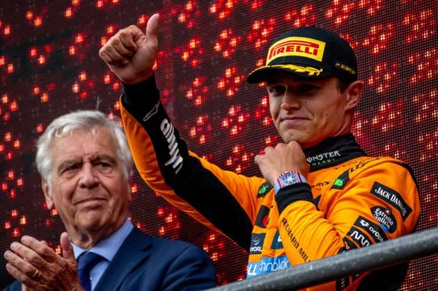 STAVELOT, BELGIUM: Lando Norris, racing for the McLaren F1 team during the 2025 Formula 1 Belgian Grand Prix at the Circuit de Spa-Francorchamps in Stavelot, Belgium