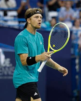 July 27, 2025: Alejandro Davidovich Fokina communicates to his team in the final match during the 2025 Mubadala Citi DC Open tennis tournament being played at Rock Creek Park Tennis Center in Washington, D.C. CSM District Of Columbia United States of America - ZUMAc04_ 20250727_zma_c04_294 Copyright: xJustinxCooperx