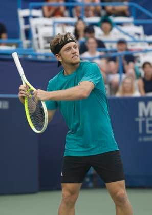 July 27, 2025: Alejandro Davidovich Fokina communicates to his team in the final match during the 2025 Mubadala Citi DC Open tennis tournament being played at Rock Creek Park Tennis Center in Washington, D.C. CSM District Of Columbia United States of America - ZUMAc04_ 20250727_zma_c04_316 Copyright: xJustinxCooperx