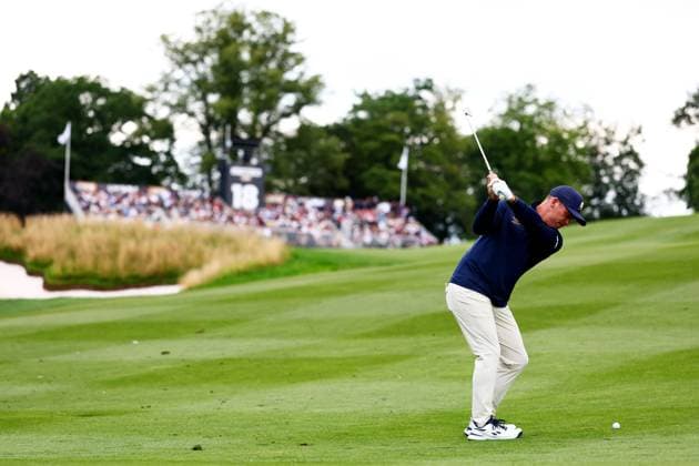 Paul Casey of England on the 18th hole. LIV Golf UK, Day Three, Golf, JCB Golf & Country Club, Uttoxeter, UK - 27 Jul 2025Uttoxeter JCB Golf & Country Club United Kingdom EDITORIAL USE ONLY No use with unauthorised audio, video, data, fixture lists, club league logos or live services. Online in-match use limited to 120 images, no video emulation. No use in betting, games or single club league player publications.  Copyright: xJamesxMarsh Shutterstockx 15410873ck