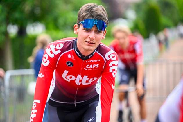 Tour de Wallonie 2025 Stage 3 ANTOING, BELGIUM - JULY 28 : Orins Robin (BEL) of Lotto Cycling Team before the start of the race during stage 3 of the 30th edition of Tour de Wallonie an UCI ProSeries 2.Pro cycling road race stage for Men Elite of 165.3 km with start in Estinnes and finish in Antoing on July 28, 2025 in Antoing, Belgium, 28 07 2025 ( Motordriver Pieter Van Herzele - Antoing Belgium  Copyright: xTomasxSiskx