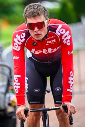 Tour de Wallonie 2025 Stage 3 ANTOING, BELGIUM - JULY 28 : Veistroffer Baptiste of Lotto before the start of the race during stage 3 of the 30th edition of Tour de Wallonie an UCI ProSeries 2.Pro cycling road race stage for Men Elite of 165.3 km with start in Estinnes and finish in Antoing on July 28, 2025 in Antoing, Belgium, 28 07 2025 ( Motordriver Pieter Van Herzele - Antoing Belgium  Copyright: xTomasxSiskx