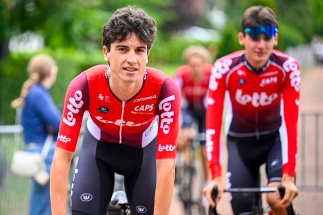 Tour de Wallonie 2025 Stage 3 ANTOING, BELGIUM - JULY 28 : Vandenabeele Henri of Lotto before the start of the race during stage 3 of the 30th edition of Tour de Wallonie an UCI ProSeries 2.Pro cycling road race stage for Men Elite of 165.3 km with start in Estinnes and finish in Antoing on July 28, 2025 in Antoing, Belgium, 28 07 2025 ( Motordriver Pieter Van Herzele - Antoing Belgium  Copyright: xTomasxSiskx