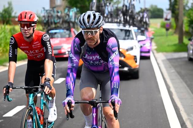 Tour de Wallonie 2025 Stage 3 ANTOING, BELGIUM - JULY 28 : Hepburn Michael of Team Jayco AlUla in action during stage 3 of the 30th edition of Tour de Wallonie an UCI ProSeries 2.Pro cycling road race stage for Men Elite of 165.3 km with start in Estinnes and finish in Antoing on July 28, 2025 in Antoing, Belgium, 28 07 2025 ( Motordriver Pieter Van Herzele - Antoing Belgium  Copyright: xTomasxSiskx