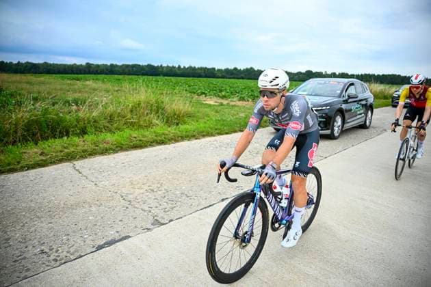 Tour de Wallonie 2025 Stage 3 ANTOING, BELGIUM - JULY 28 : Van den Bossche Fabio of Alpecin - Deceuninck in action during stage 3 of the 30th edition of Tour de Wallonie an UCI ProSeries 2.Pro cycling road race stage for Men Elite of 165.3 km with start in Estinnes and finish in Antoing on July 28, 2025 in Antoing, Belgium, 28 07 2025 ( Motordriver Pieter Van Herzele - Antoing Belgium  Copyright: xTomasxSiskx