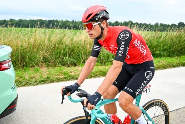 Tour de Wallonie 2025 Stage 3 ANTOING, BELGIUM - JULY 28 : Biermans Jenthe of Arkea - B&B Hotels in action during stage 3 of the 30th edition of Tour de Wallonie an UCI ProSeries 2.Pro cycling road race stage for Men Elite of 165.3 km with start in Estinnes and finish in Antoing on July 28, 2025 in Antoing, Belgium, 28 07 2025 ( Motordriver Pieter Van Herzele - Antoing Belgium  Copyright: xTomasxSiskx