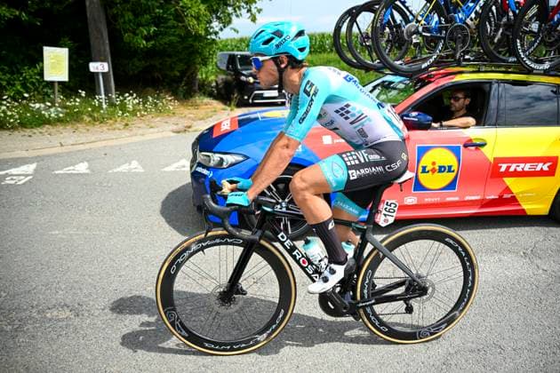 Tour de Wallonie 2025 Stage 3 ANTOING, BELGIUM - JULY 28 : Martinelli Alessio of VF Group - Bardiani CSF - Faizane in action during stage 3 of the 30th edition of Tour de Wallonie an UCI ProSeries 2.Pro cycling road race stage for Men Elite of 165.3 km with start in Estinnes and finish in Antoing on July 28, 2025 in Antoing, Belgium, 28 07 2025 ( Motordriver Pieter Van Herzele - Antoing Belgium  Copyright: xTomasxSiskx