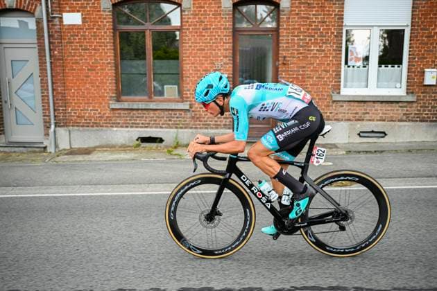Tour de Wallonie 2025 Stage 3 ANTOING, BELGIUM - JULY 28 : Conforti Lorenzo of VF Group - Bardiani CSF - Faizane in action during stage 3 of the 30th edition of Tour de Wallonie an UCI ProSeries 2.Pro cycling road race stage for Men Elite of 165.3 km with start in Estinnes and finish in Antoing on July 28, 2025 in Antoing, Belgium, 28 07 2025 ( Motordriver Pieter Van Herzele - Antoing Belgium  Copyright: xTomasxSiskx