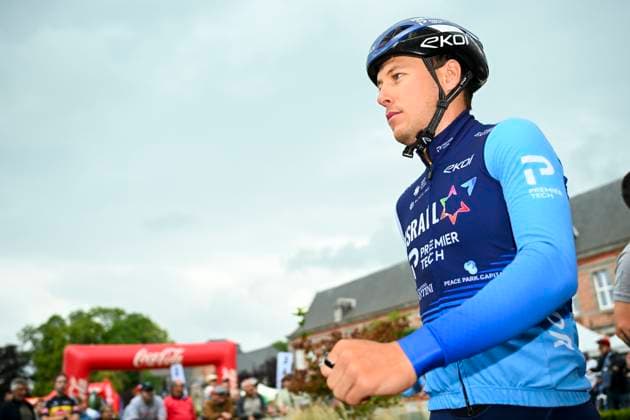 Tour de Wallonie 2025 Stage 3 ANTOING, BELGIUM - JULY 28 : Strong Corbin (USA) of Israel - Premier Tech before the start of the race during stage 3 of the 30th edition of Tour de Wallonie an UCI ProSeries 2.Pro cycling road race stage for Men Elite of 165.3 km with start in Estinnes and finish in Antoing on July 28, 2025 in Antoing, Belgium, 28 07 2025 ( Motordriver Pieter Van Herzele - Antoing Belgium  Copyright: xTomasxSiskx