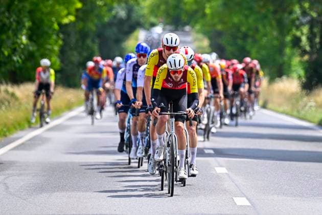 Tour de Wallonie 2025 Stage 3 ANTOING, BELGIUM - JULY 28 : Rider of Cofidis leading the peloton during stage 3 of the 30th edition of Tour de Wallonie an UCI ProSeries 2.Pro cycling road race stage for Men Elite of 165.3 km with start in Estinnes and finish in Antoing on July 28, 2025 in Antoing, Belgium, 28 07 2025 ( Motordriver Pieter Van Herzele - Antoing Belgium  Copyright: xTomasxSiskx