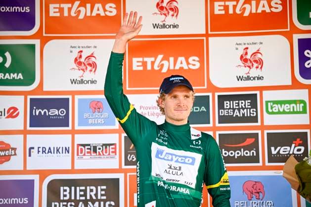 Tour de Wallonie 2025 Stage 3 ANTOING, BELGIUM - JULY 28 : Foldager Anders (DEN) of Team Jayco AlUla on the podium during stage 3 of the 30th edition of Tour de Wallonie an UCI ProSeries 2.Pro cycling road race stage for Men Elite of 165.3 km with start in Estinnes and finish in Antoing on July 28, 2025 in Antoing, Belgium, 28 07 2025 ( Motordriver Pieter Van Herzele - Antoing Belgium  Copyright: xTomasxSiskx