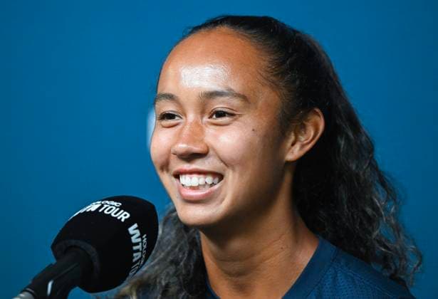 July 28, 2025, Montreal, Pq, Canada: Leylah Fernandez, of Canada, speaks to reporters at the National Bank Open tennis tournament in Montreal, Monday, July 28, 2025. Leylah Fernandez, - ZUMAc35_ 20250728_zaf_c35_030 Copyright: xGrahamxHughesx