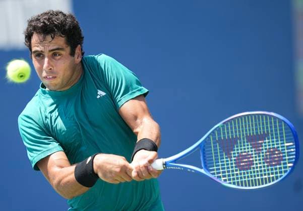 July 28, 2025, Toronto, On, CANADA: Jaume Munar of Spain returns the ball against Dan Martin of Canada during first round tennis action at the National Bank Open in Toronto on Monday, July 28, 2025. Canada News - July 28, 2025  - ZUMAc35_ 20250728_zaf_c35_055 Copyright: xNathanxDenettex