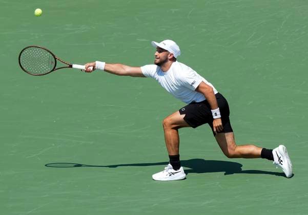 July 28, 2025, Toronto, On, CANADA: Dan Martin of Canada returns the ball against Jaume Munar of Spain during first round tennis action at the National Bank Open in Toronto on Monday, July 28, 2025. Canada News - July 28, 2025  - ZUMAc35_ 20250728_zaf_c35_061 Copyright: xNathanxDenettex