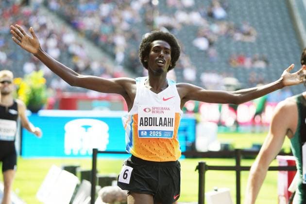 Leichtathletik, Track & Field, Athletics, world athletics Meeting, ISTAF Berlin 2025 27.07.2025 Olympiastadion Berlin, Meile Männer,Mohamed Abdilaahi Deutschland *** Athletics, Track Field, Athletics, world athletics meeting, ISTAF Berlin 2025 27 07 2025 Olympiastadion Berlin, Mile Men,Mohamed Abdilaahi Germany