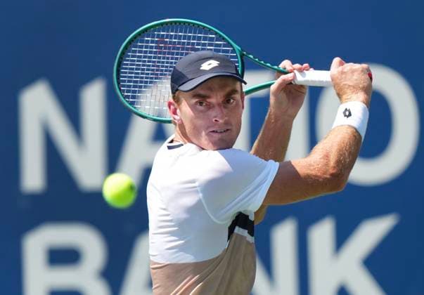 July 28, 2025, Toronto, On, CANADA: Tristan Schoolkate of Australia returns the ball against Joao Fonseca of Brazil during first round tennis action at the National Bank Open in Toronto on Monday, July 28, 2025. Canada News - July 28, 2025  - ZUMAc35_ 20250728_zaf_c35_089 Copyright: xNathanxDenettex