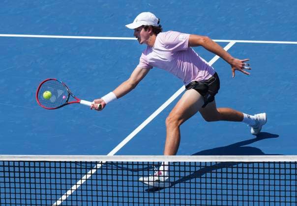 July 28, 2025, Toronto, On, CANADA: Joao Fonseca of Brazil returns the ball against Tristan Schoolkate of Australia during first round tennis action at the National Bank Open in Toronto on Monday, July 28, 2025. Canada News - July 28, 2025  - ZUMAc35_ 20250728_zaf_c35_091 Copyright: xNathanxDenettex