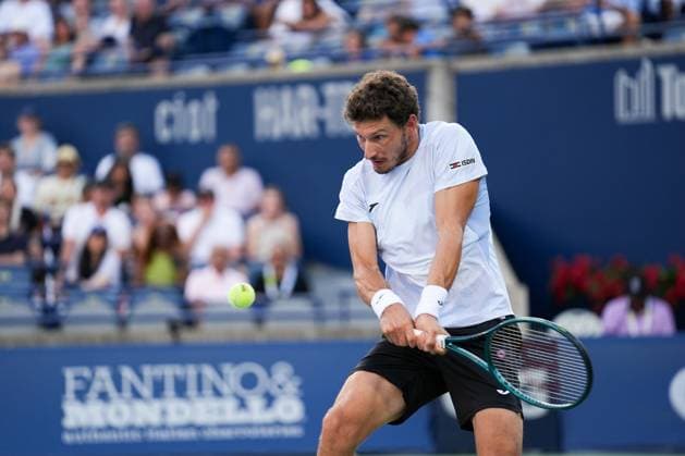 National Bank Open 2025 - Day 3 TORONTO, CANADA - JULY 28 : Pablo Carreno Busta of Spain in action against Liam Draxl of Canada of Spain on day three of the 2025 National Bank Open at Sobeys Stadium in Toronto, Ontario, Canada on July 28, 2025. Mert Alper Dervis Anadolu Ontario Canada. Editorial use only. Please get in touch for any other usage.  Copyright: x2025xAnadoluxMertxAlperxDervisx