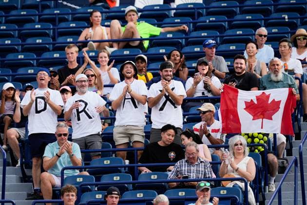National Bank Open 2025 - Day 3 TORONTO, CANADA - JULY 28 : Fans show their support to Liam Draxl of Canada during a match against Pablo Carreno Busta of Spain on day three of the 2025 National Bank Open at Sobeys Stadium in Toronto, Ontario, Canada on July 28, 2025. Mert Alper Dervis Anadolu Ontario Canada. Editorial use only. Please get in touch for any other usage.  Copyright: x2025xAnadoluxMertxAlperxDervisx