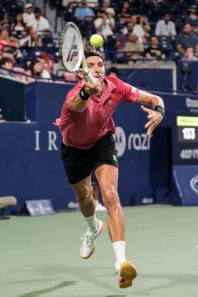 July 28, 2025, Toronto, On, CAN: France s Arthur Rinderknech reaches for a shot from Canada s Alexis Galarneau during first round tennis action at the National Bank Open in Toronto on Monday, July 28, 2025. France S Arthur Rinderknech  - ZUMAc35_ 20250728_zaf_c35_180 Copyright: xChrisxYoungx