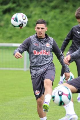 SOCCER - UEFA CL, RBS vs Brann SALZBURG,AUSTRIA,29.JUL.25 - SOCCER - UEFA Champions League, Red Bull Salzburg vs SK Brann Bergen, preview, training RBS. Image shows Oscar Gloukh (RBS).  GEPAxpictures xMathiasxMandl