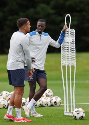 Rangers captain James Tavernier and Mohamed Diomande training ahead of tomorrow s Champions League second leg qualifying match against Panathinaikos. Rangers Training - The Rangers Training Centre, Glasgow, Lanarkshire, Scotland, UK - 29 Jul 2025Glasgow The Rangers Training Centre Lanarkshire United Kingdom  Copyright: xO Rourke RangersxFC Shutterstockx 15419009o