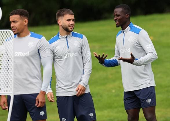 Rangers captain James Tavernier, Mohamed Diomande and Nicolas Raskin training ahead of tomorrow s Champions League second leg qualifying match against Panathinaikos. Rangers Training - The Rangers Training Centre, Glasgow, Lanarkshire, Scotland, UK - 29 Jul 2025Glasgow The Rangers Training Centre Lanarkshire United Kingdom  Copyright: xO Rourke RangersxFC Shutterstockx 15419009l