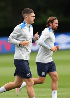 Bailey Rice & Joe Rothwell training ahead of tomorrow s Champions League second leg qualifying match against Panathinaikos. Rangers Training - The Rangers Training Centre, Glasgow, Lanarkshire, Scotland, UK - 29 Jul 2025Glasgow The Rangers Training Centre Lanarkshire United Kingdom  Copyright: xO Rourke RangersxFC Shutterstockx 15419009w