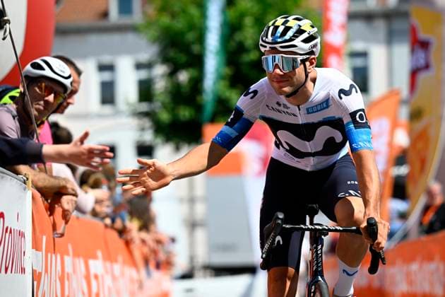 Tour de Wallonie 2025 Stage 4 SERAING, BELGIUM - JULY 29 : Milesi Lorenzo of Movistar Team before the start of the race during stage 4 of the 30th edition of Tour de Wallonie an UCI ProSeries 2.Pro cycling road race stage for Men Elite of 163.3 km with start in Welkenraedt and finish in Seraing on July 29, 2025 in Seraing, Belgium, 29 07 2025 ( Motordriver Louis Bidlot - Seraing Belgium  Copyright: xTomasxSiskx