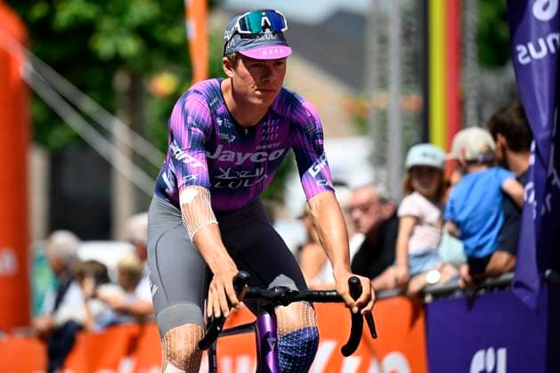 Tour de Wallonie 2025 Stage 4 SERAING, BELGIUM - JULY 29 : Rider of Team Jayco AlUla before the start of the race during stage 4 of the 30th edition of Tour de Wallonie an UCI ProSeries 2.Pro cycling road race stage for Men Elite of 163.3 km with start in Welkenraedt and finish in Seraing on July 29, 2025 in Seraing, Belgium, 29 07 2025 ( Motordriver Louis Bidlot - Seraing Belgium  Copyright: xTomasxSiskx