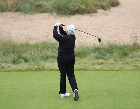 United Kingdom, Donald Trump plays golf during a visit to Scotland