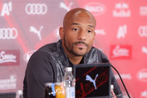 SOCCER - UEFA CL, RBS vs Brann SALZBURG,AUSTRIA,29.JUL.25 - SOCCER - UEFA Champions League, Red Bull Salzburg vs SK Brann Bergen, preview, press conference, PK, Pressekonferenz RBS. Image shows Karim Onisiwo (RBS).  GEPAxpictures xMathiasxMandl
