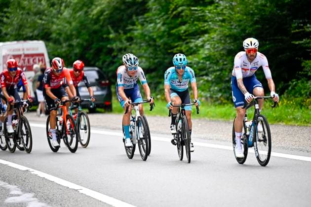 Tour de Wallonie 2025 Stage 4 SERAING, BELGIUM - JULY 29 : Rider of VF Group - Bardiani CSF - Faizane in, Rider of Totalenergies, ahrain - Victorious during stage 4 of the 30th edition of Tour de Wallonie an UCI ProSeries 2.Pro cycling road race stage for Men Elite of 163.3 km with start in Welkenraedt and finish in Seraing on July 29, 2025 in Seraing, Belgium, 29 07 2025 ( Motordriver Louis Bidlot - Seraing Belgium  Copyright: xTomasxSiskx